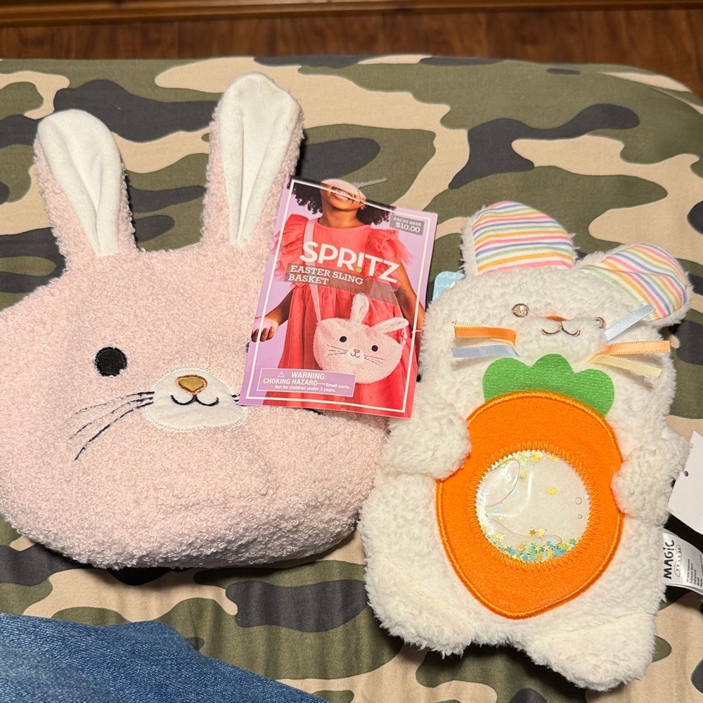 Spritz Pink Bunny Kids Sling Basket Plush Bag